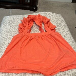 NWT Women’s Plus Size XL Black TapeCriss Cross Textured and Ruffled Tank Blouse